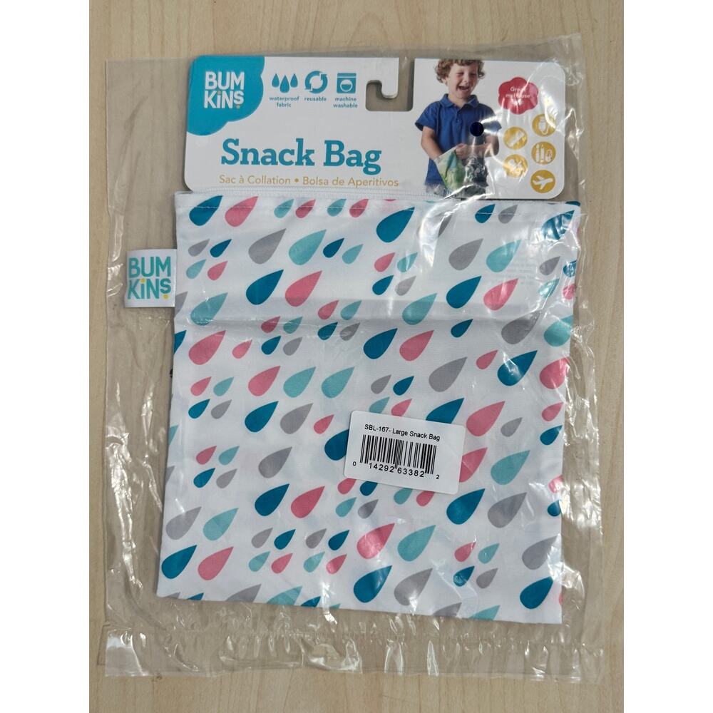 NWT BUMKINS Large Snack Bag - Raindrops